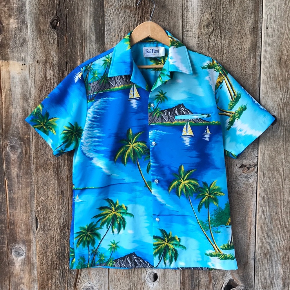 VTG 70s Kai Nani Hawaiian Made Aloha Shirt, Medium